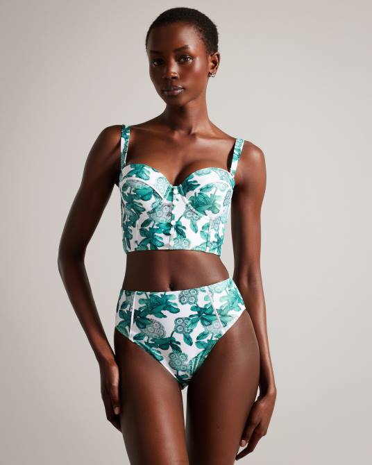 Ted Baker mujer 2ZFP438 ropa braguita de bikini de talle alto con estampado floral orellaa verde