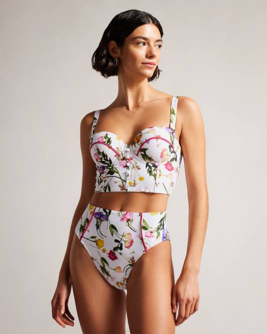 Ted Baker mujer 2ZFP226 ropa top de bikini largo con estampado floral royella blanco