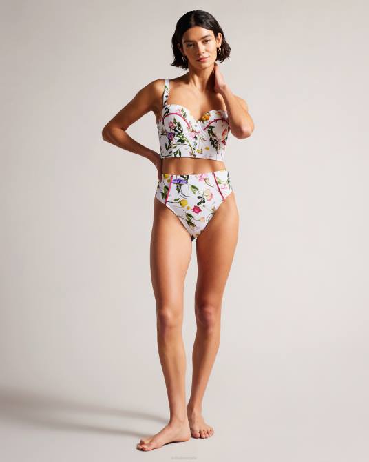 Ted Baker mujer 2ZFP226 ropa top de bikini largo con estampado floral royella blanco
