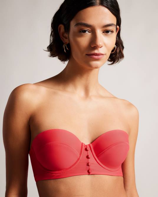 Ted Baker mujer 2ZFP361 ropa top de bikini balconette con detalle de botones santine coral