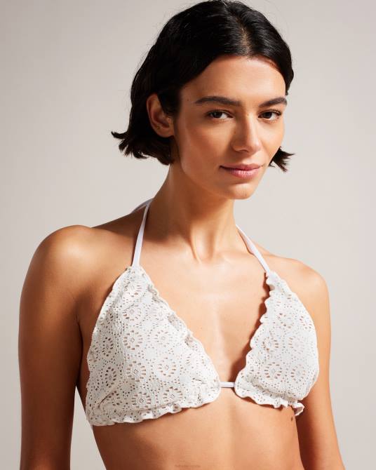Ted Baker mujer 2ZFP405 ropa top de bikini de triángulo con detalle de volantes lileth blanco