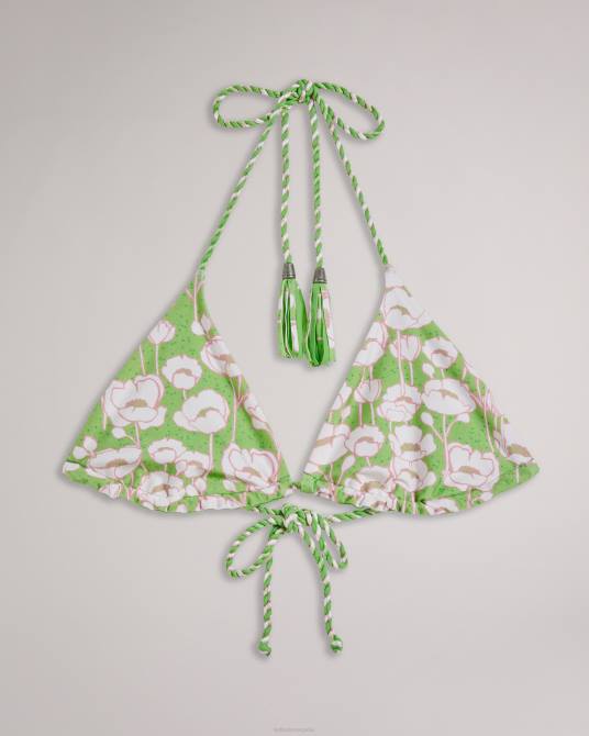 Ted Baker mujer 2ZFP416 ropa top de bikini reversible raela con estampado de amapolas verde