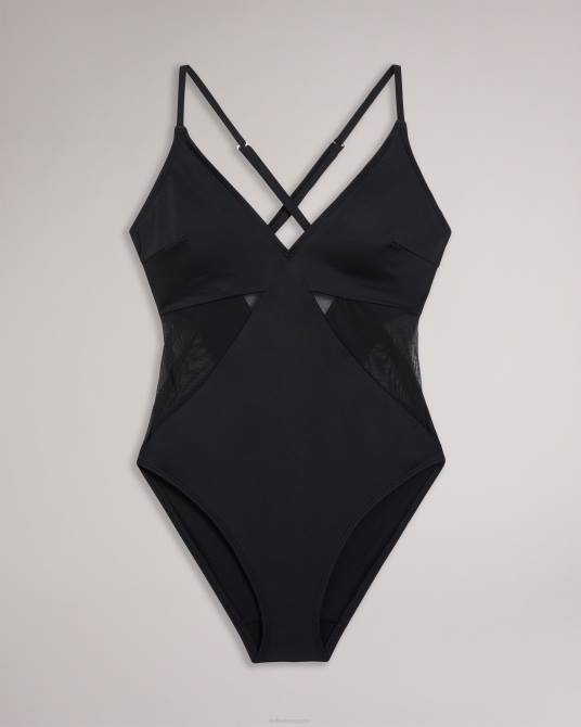 Ted Baker mujer 2ZFP274 ropa Bañador de tiras maabel con paneles de malla negro