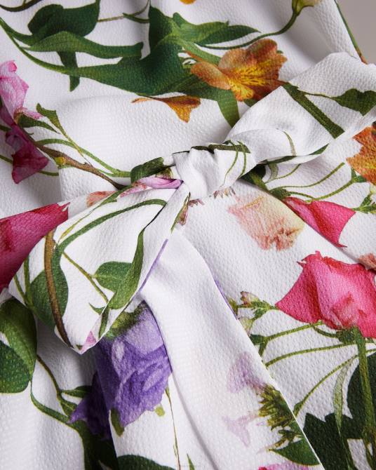 Ted Baker mujer 2ZFP211 ropa vestido largo con estampado floral y mangas tipo blusón Marggoh blanco
