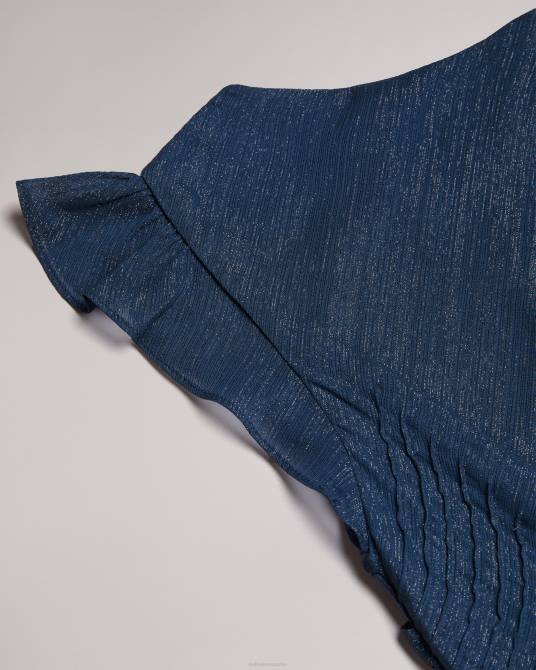 Ted Baker mujer 2ZFP235 ropa Vestido largo con corte al bies y detalle de volantes de Laurae azul oscuro