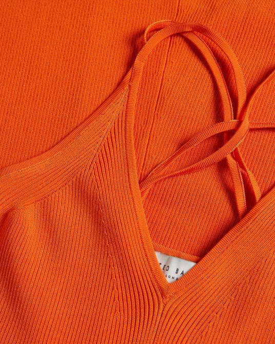 Ted Baker mujer 2ZFP255 ropa vestido largo marrlyy de punto de canalé naranja brillante