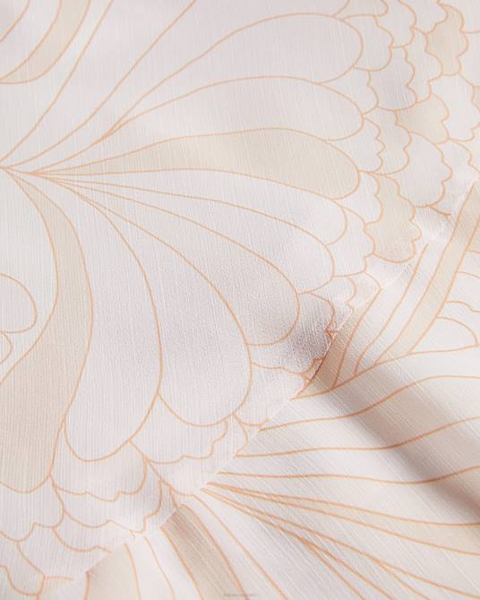 Ted Baker mujer 2ZFP347 ropa vestido largo con detalle de volantes y cachemira Sheriil desnudo claro