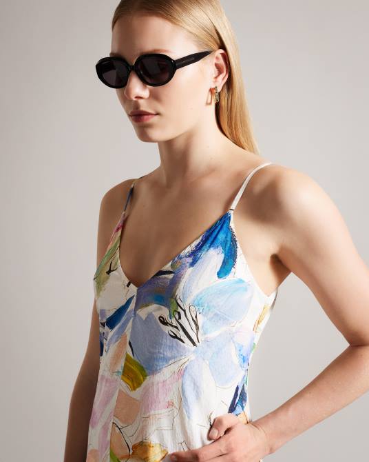 Ted Baker mujer 2ZFP412 ropa vestido largo con tirantes y cuello en V ashhliy blanco