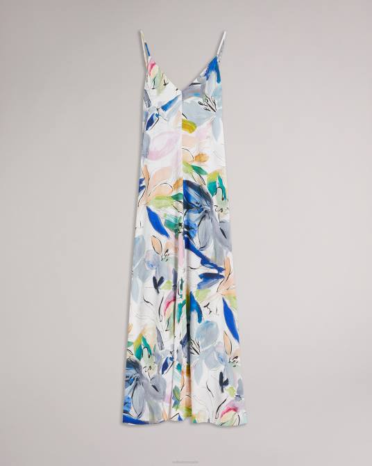 Ted Baker mujer 2ZFP412 ropa vestido largo con tirantes y cuello en V ashhliy blanco