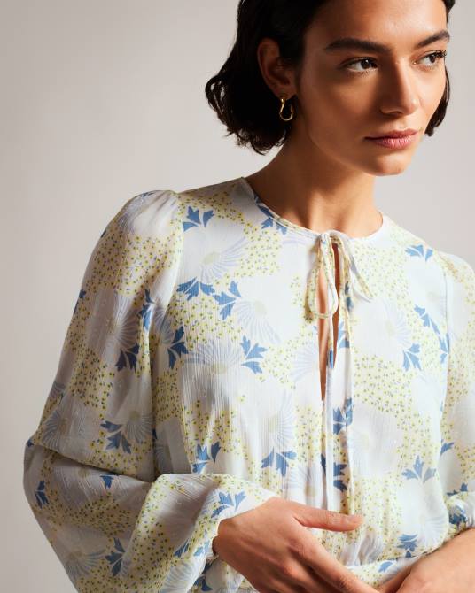 Ted Baker mujer 2ZFP10 ropa vestido corto suziiee con cintura y volantes asimétricos cielo azul