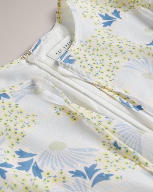 Ted Baker mujer 2ZFP10 ropa vestido corto suziiee con cintura y volantes asimétricos cielo azul