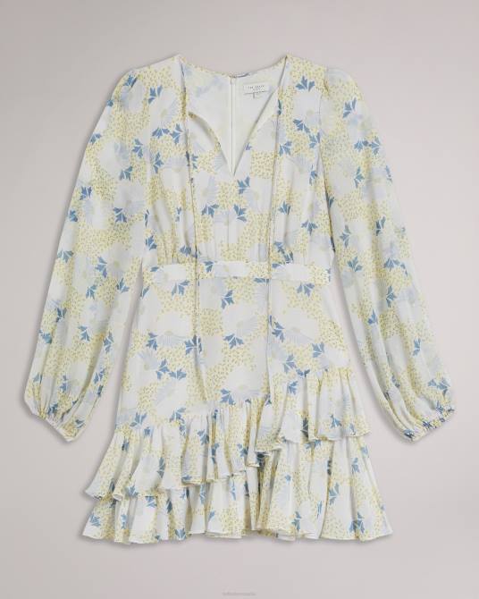 Ted Baker mujer 2ZFP10 ropa vestido corto suziiee con cintura y volantes asimétricos cielo azul