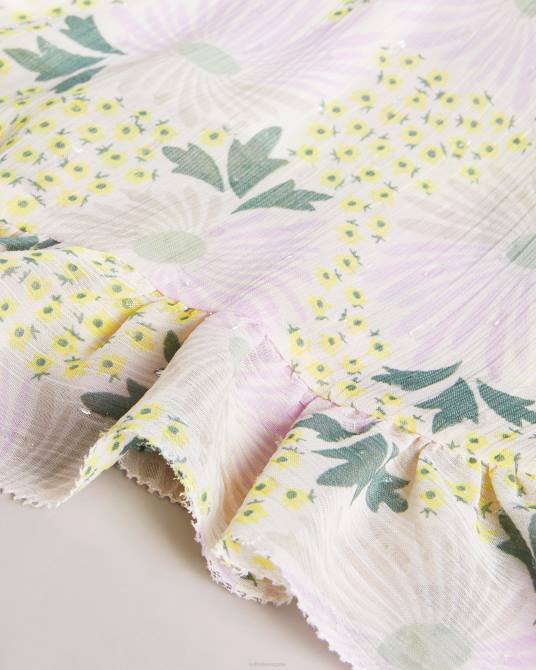 Ted Baker mujer 2ZFP12 ropa vestido corto con cuello retorcido y detalle de volantes Suttonn amarillo claro