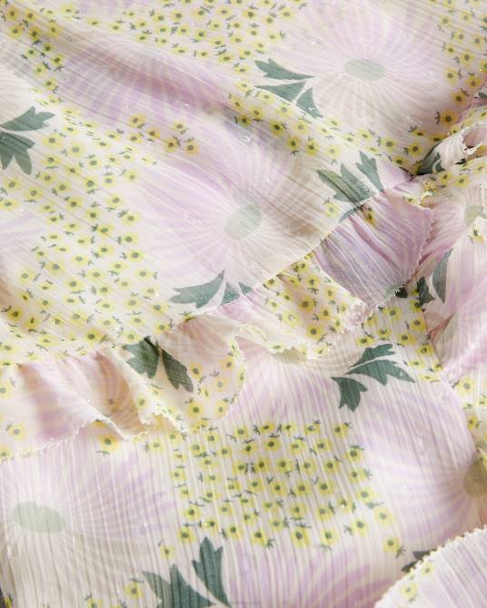 Ted Baker mujer 2ZFP12 ropa vestido corto con cuello retorcido y detalle de volantes Suttonn amarillo claro