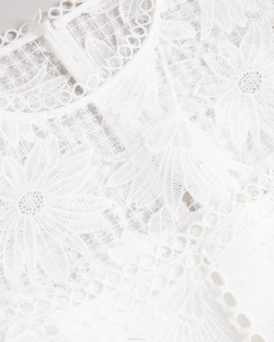 Ted Baker mujer 2ZFP140 ropa vestido mini de encaje con vuelo y corte lydiiha blanco