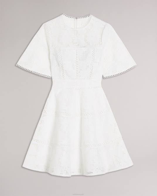 Ted Baker mujer 2ZFP140 ropa vestido mini de encaje con vuelo y corte lydiiha blanco