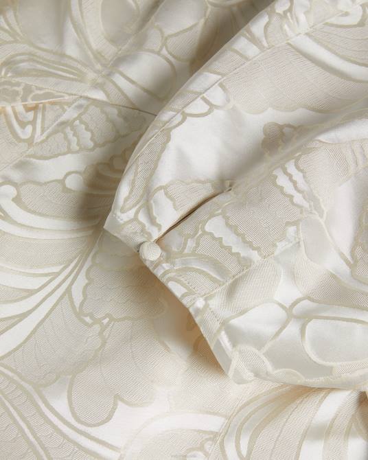 Ted Baker mujer 2ZFP229 ropa vestido corto Alannah de jacquard con mangas abullonadas natural