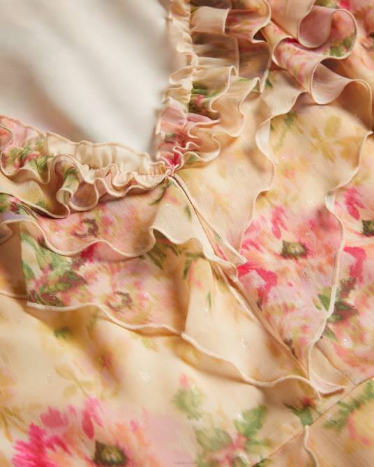 Ted Baker mujer 2ZFP22 ropa vestido corto ammiah con volantes y estampado floral broncearse