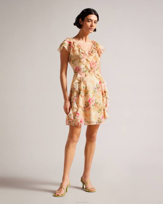 Ted Baker mujer 2ZFP22 ropa vestido corto ammiah con volantes y estampado floral broncearse