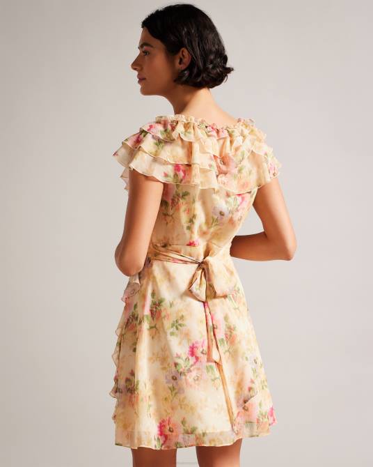 Ted Baker mujer 2ZFP22 ropa vestido corto ammiah con volantes y estampado floral broncearse