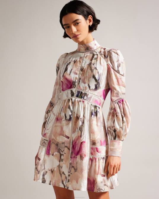 Ted Baker mujer 2ZFP231 ropa vestido corto de lino fleurz desnudo claro