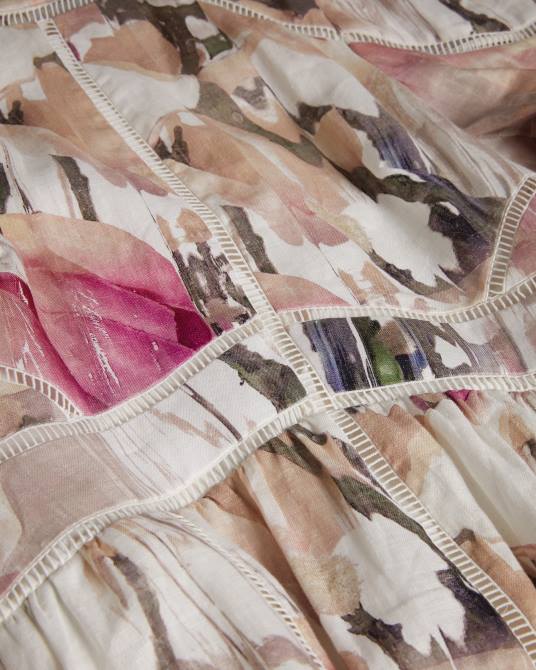 Ted Baker mujer 2ZFP231 ropa vestido corto de lino fleurz desnudo claro