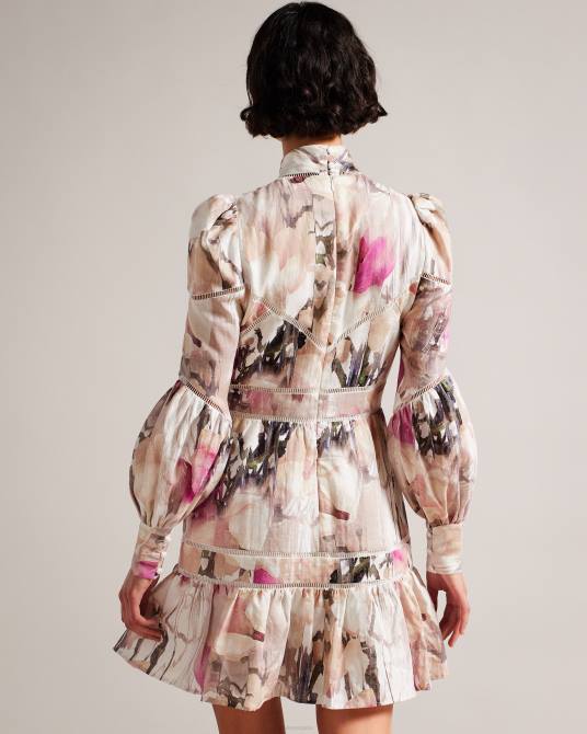 Ted Baker mujer 2ZFP231 ropa vestido corto de lino fleurz desnudo claro