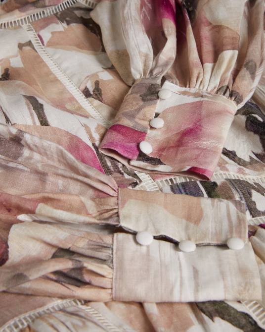 Ted Baker mujer 2ZFP231 ropa vestido corto de lino fleurz desnudo claro