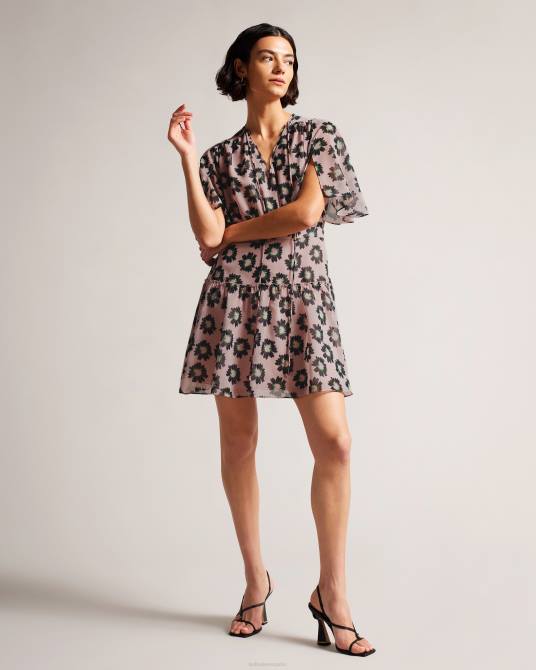 Ted Baker mujer 2ZFP257 ropa lucieey minivestido con vuelo y corte escalonado rosa