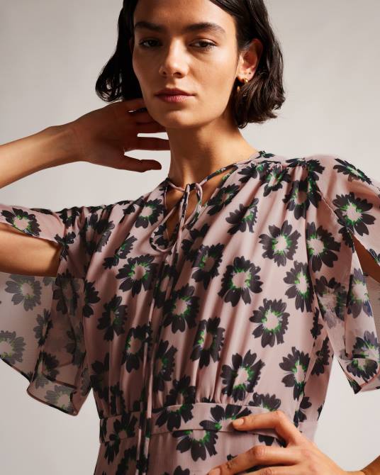 Ted Baker mujer 2ZFP257 ropa lucieey minivestido con vuelo y corte escalonado rosa