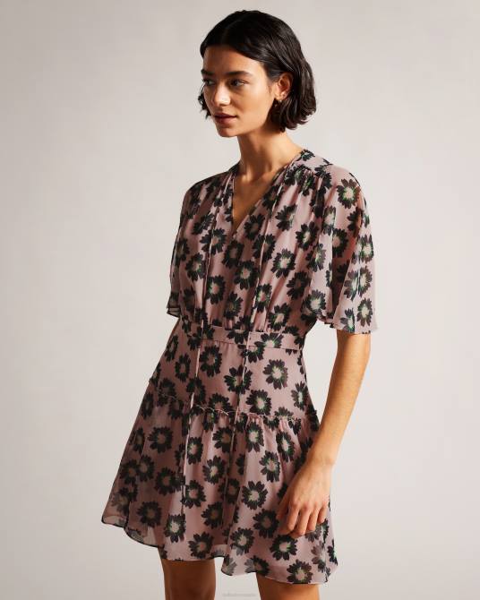 Ted Baker mujer 2ZFP257 ropa lucieey minivestido con vuelo y corte escalonado rosa