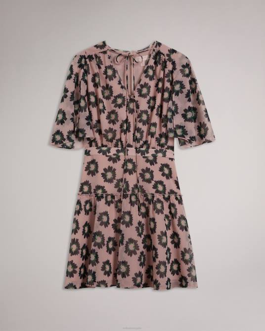 Ted Baker mujer 2ZFP257 ropa lucieey minivestido con vuelo y corte escalonado rosa