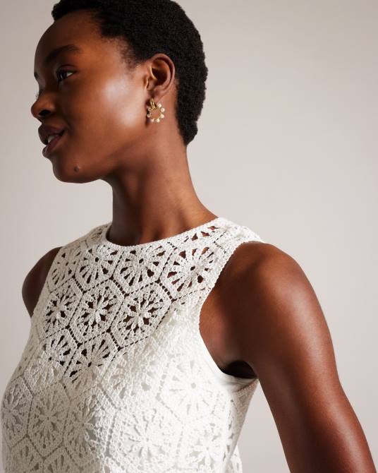 Ted Baker mujer 2ZFP273 ropa vestido recto mini de croché nella blanco