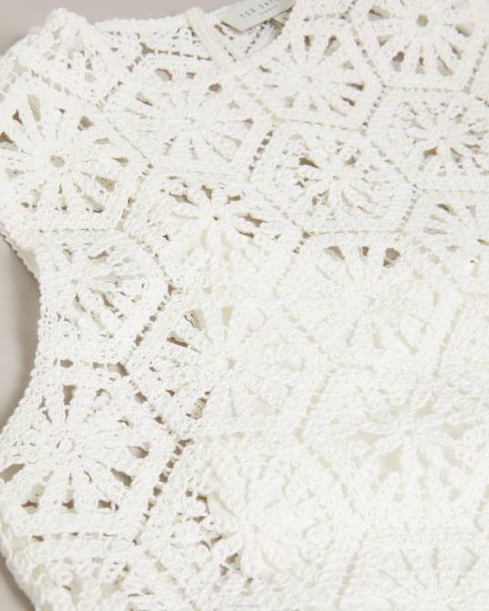 Ted Baker mujer 2ZFP273 ropa vestido recto mini de croché nella blanco