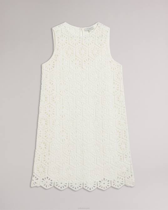 Ted Baker mujer 2ZFP273 ropa vestido recto mini de croché nella blanco