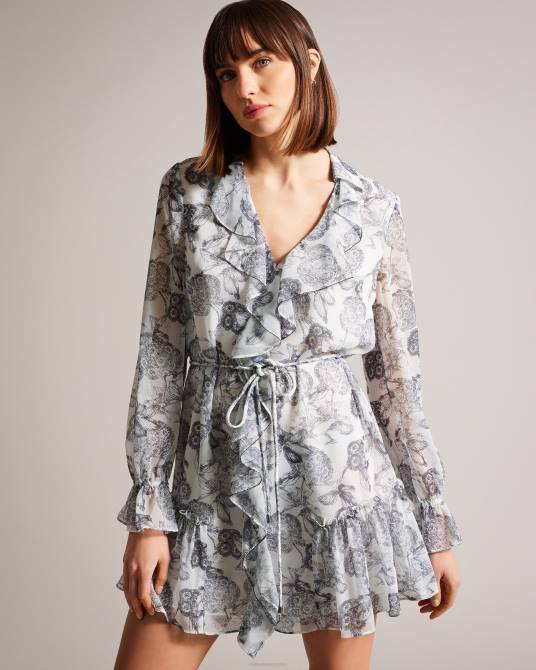 Ted Baker mujer 2ZFP378 ropa vestido corto giorgii con detalle de volantes blanco