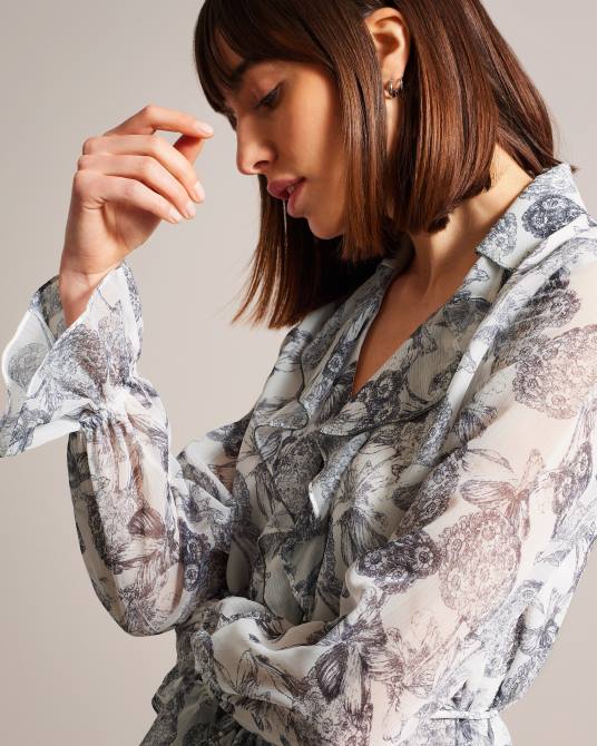 Ted Baker mujer 2ZFP378 ropa vestido corto giorgii con detalle de volantes blanco