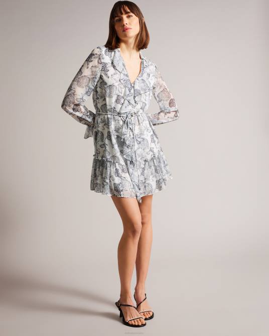 Ted Baker mujer 2ZFP378 ropa vestido corto giorgii con detalle de volantes blanco