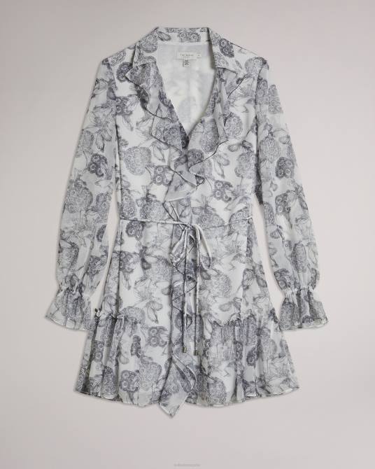Ted Baker mujer 2ZFP378 ropa vestido corto giorgii con detalle de volantes blanco