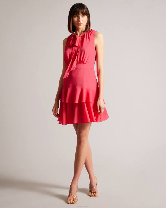 Ted Baker mujer 2ZFP455 ropa vestido corto asimétrico con capas de Zandaa coral