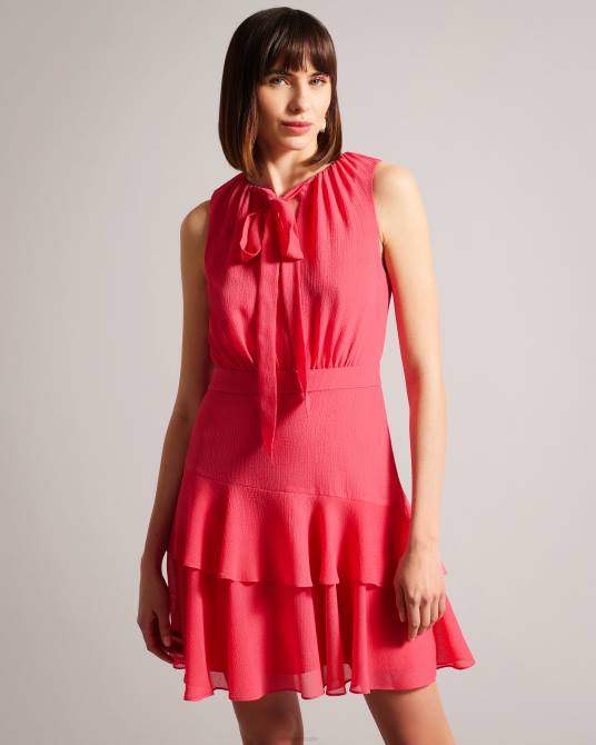 Ted Baker mujer 2ZFP455 ropa vestido corto asimétrico con capas de Zandaa coral