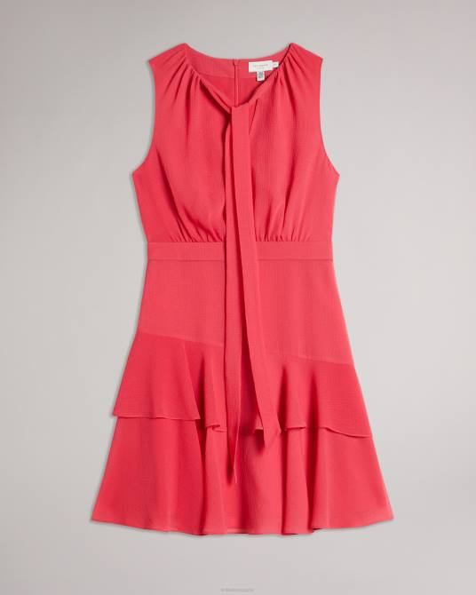 Ted Baker mujer 2ZFP455 ropa vestido corto asimétrico con capas de Zandaa coral