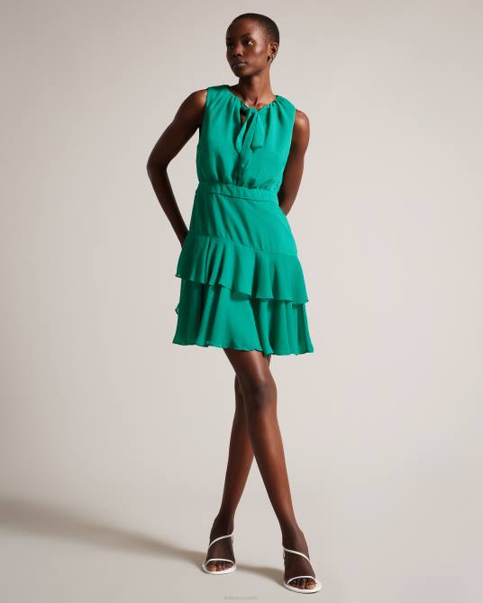 Ted Baker mujer 2ZFP459 ropa vestido corto asimétrico con capas de Zandaa verde