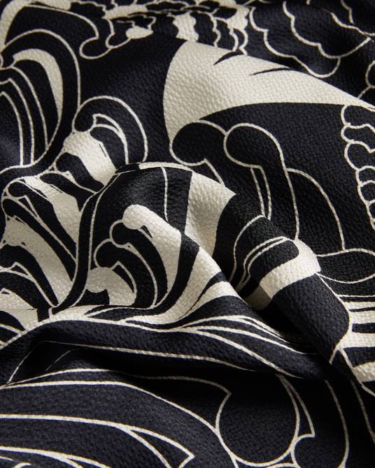 Ted Baker mujer 2ZFP70 ropa vestido corto faridda estampado con mangas abullonadas negro