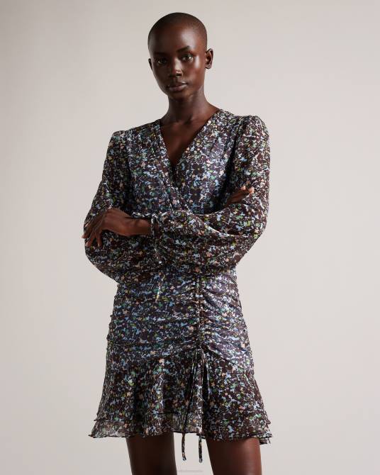 Ted Baker mujer 2ZFP80 ropa vestido corto cherela de manga larga estampado azul claro