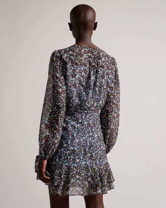 Ted Baker mujer 2ZFP80 ropa vestido corto cherela de manga larga estampado azul claro