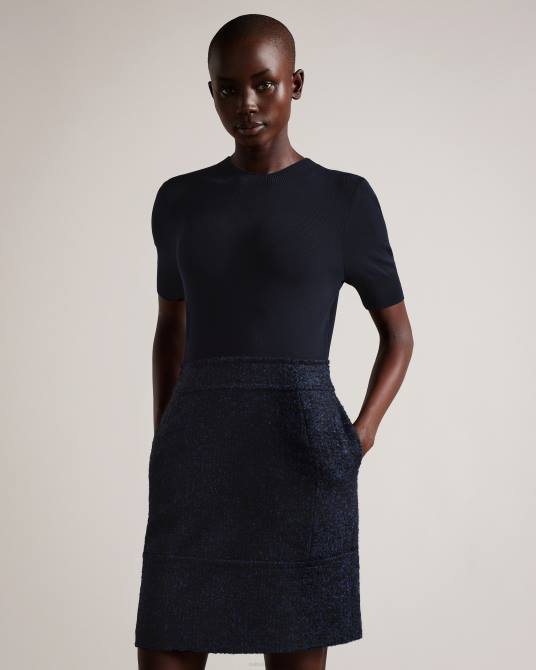 Ted Baker mujer 2ZFP81 ropa vestido corto skyie con corpiño de punto ajustado azul oscuro