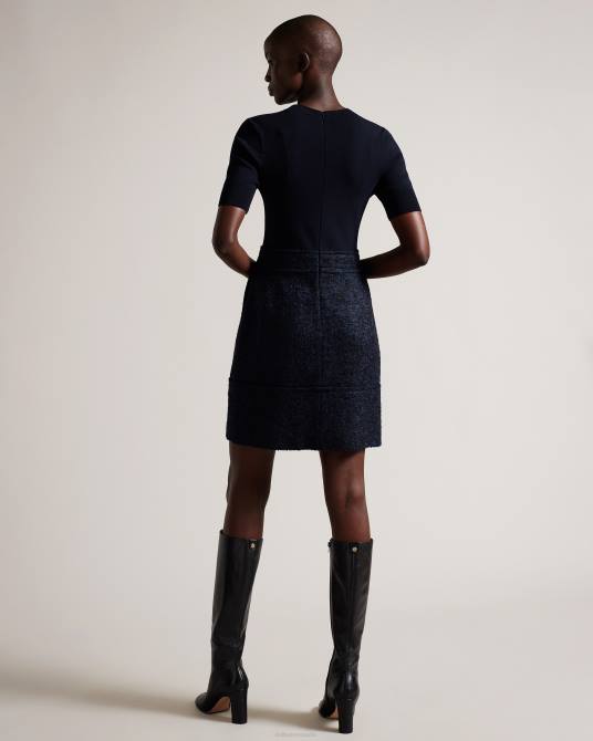 Ted Baker mujer 2ZFP81 ropa vestido corto skyie con corpiño de punto ajustado azul oscuro