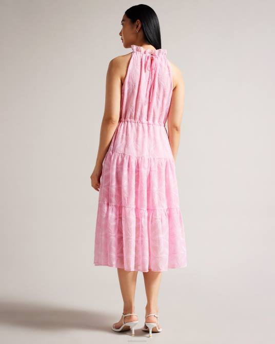 Ted Baker mujer 2ZFP174 ropa vestido miarose con cordón en la cintura y cuello halter lila