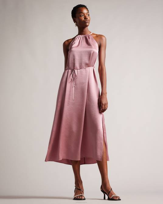 Ted Baker mujer 2ZFP193 ropa vestido midi con cuello halter roxieyy Rosado oscuro